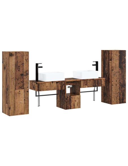 Set di mobili per il bagno 5 pz Legno antico 33 x 34,5 x 100 cm