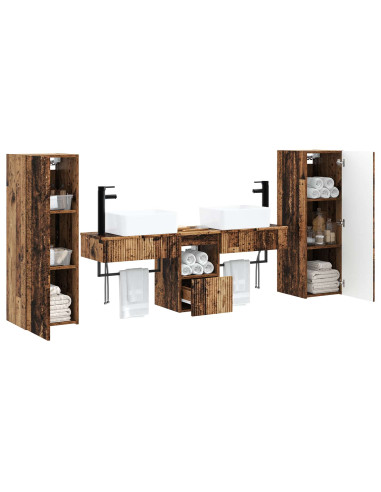 Set di mobili per il bagno 5 pz Legno antico 33 x 34,5 x 100 cm