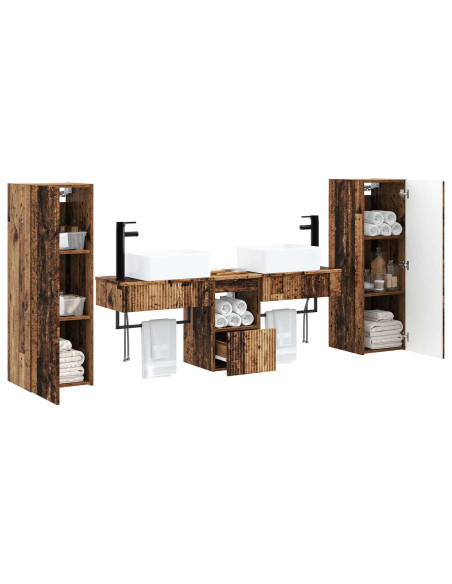 Set di mobili per il bagno 5 pz Legno antico 33 x 34,5 x 100 cm