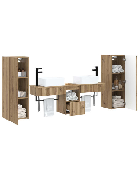 Set di mobili per il bagno 5 pz Rovere Artigianale