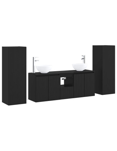 Set di mobili per il bagno 5 pz Nero 33 x 34,5 x 100 cm