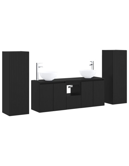 Set di mobili per il bagno 5 pz Nero 33 x 34,5 x 100 cm