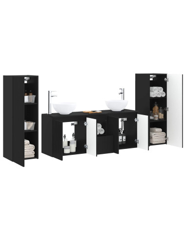 Set di mobili per il bagno 5 pz Nero 33 x 34,5 x 100 cm