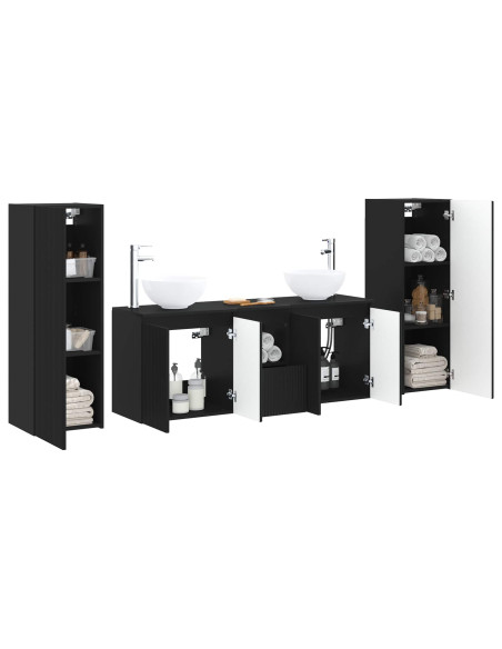 Set di mobili per il bagno 5 pz Nero 33 x 34,5 x 100 cm