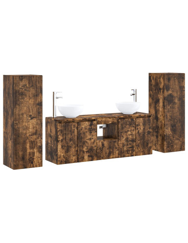 Set di mobili per il bagno 5 pz Rovere Fumo 33 x 34,5 x 100 cm