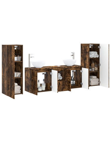 Set di mobili per il bagno 5 pz Rovere Fumo 33 x 34,5 x 100 cm