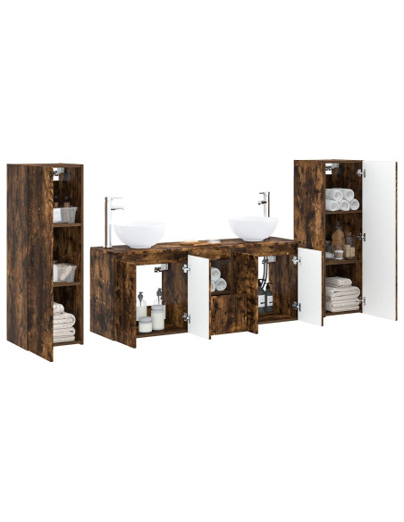 Set di mobili per il bagno 5 pz Rovere Fumo 33 x 34,5 x 100 cm