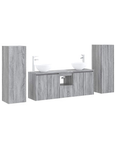 Set di mobili per il bagno 5 pz Sonoma grigio 2