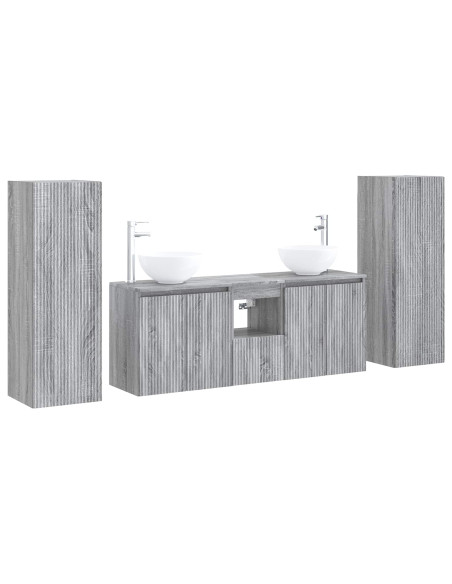 Set di mobili per il bagno 5 pz Sonoma grigio