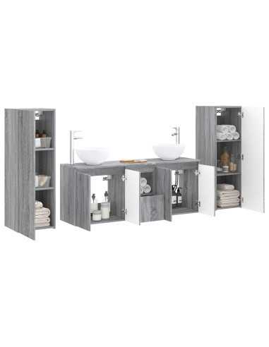 Set di mobili per il bagno 5 pz Sonoma grigio