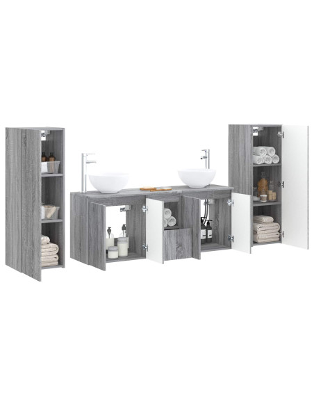 Set di mobili per il bagno 5 pz Sonoma grigio