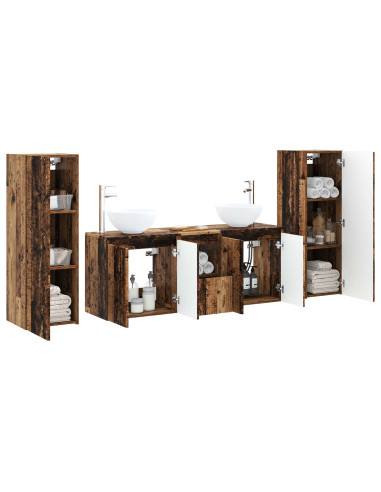 Set di mobili per il bagno 5 pz Legno antico 33 x 34,5 x 100 cm