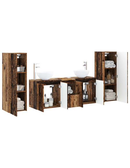 Set di mobili per il bagno 5 pz Legno antico 33 x 34,5 x 100 cm