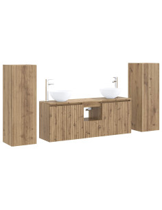 Set di mobili per il bagno 5 pz Rovere Artigianale 2