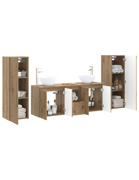 Set di mobili per il bagno 5 pz Rovere Artigianale