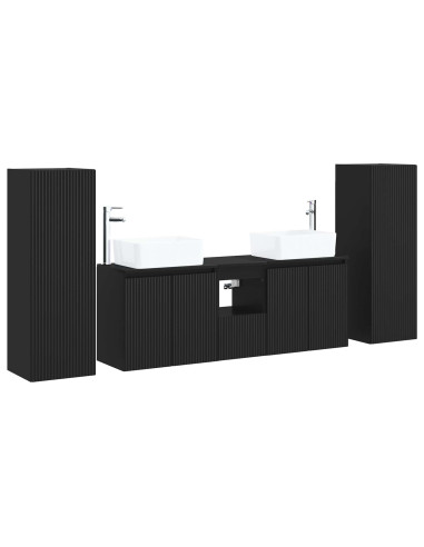 Set di mobili per il bagno 5 pz Nero 33 x 34,5 x 100 cm