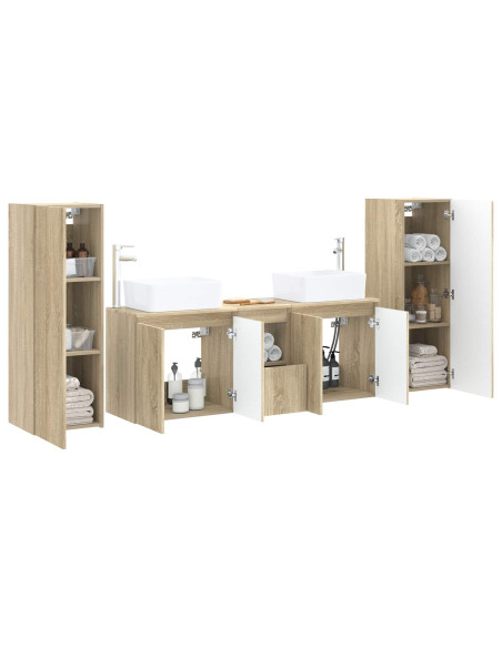 Set di mobili per il bagno 5 pz Rovere Sonoma