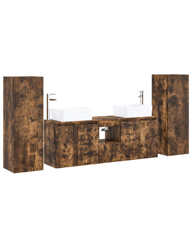 Set di mobili per il bagno 5 pz Rovere Fumo 33 x 34,5 x 100 cm