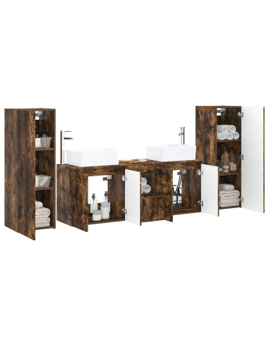 Set di mobili per il bagno 5 pz Rovere Fumo 33 x 34,5 x 100 cm