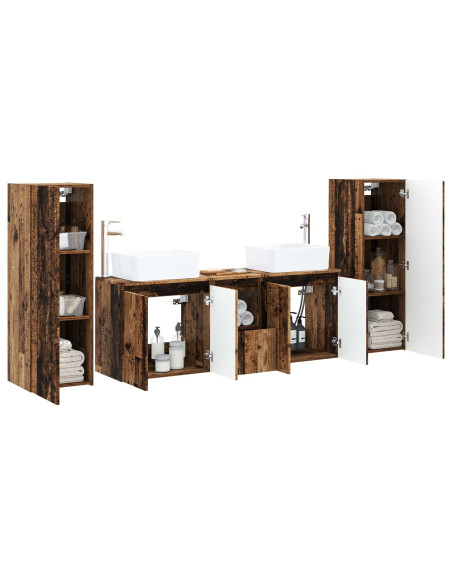 Set di mobili per il bagno 5 pz Legno antico 33 x 34,5 x 100 cm