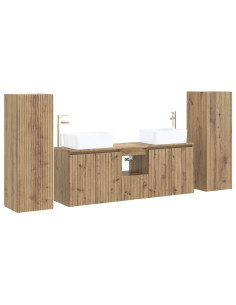 Set di mobili per il bagno 5 pz Rovere Artigianale 2