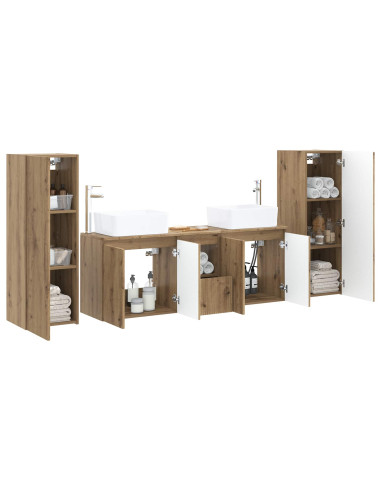 Set di mobili per il bagno 5 pz Rovere Artigianale