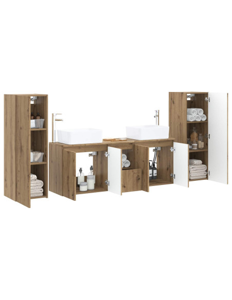 Set di mobili per il bagno 5 pz Rovere Artigianale