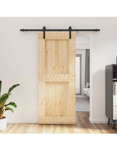 Porta scorrevole Naturale e Nero 85 x 210 cm