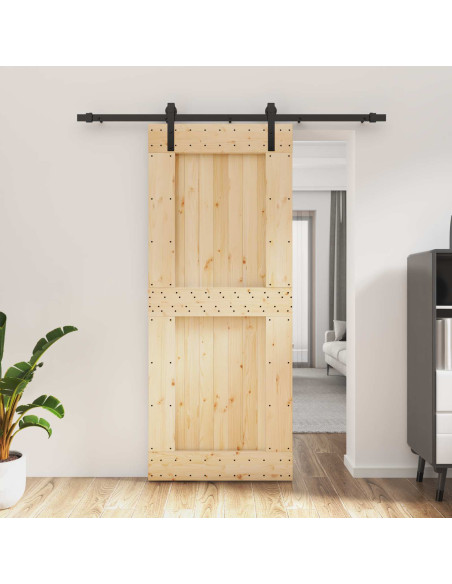 Porta scorrevole Naturale e Nero 85 x 210 cm
