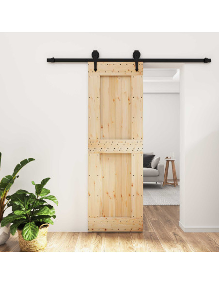 Porta scorrevole Naturale e Nero 70 x 210 cm