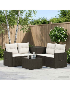 Set di divani 6 pz Nero e Bianco Crema
