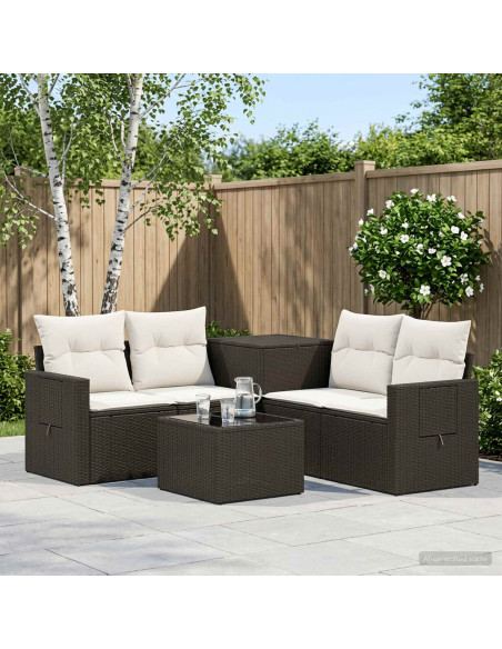 Set di divani 6 pz Nero e Bianco Crema