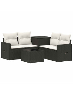 Set di divani 6 pz Nero e Bianco Crema 2