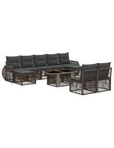 Set Divano da Giardino 10 pz Grigio e Grigio Scuro polyrattan 2