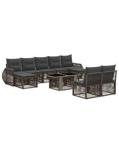 Set Divano da Giardino 10 pz Grigio e Grigio Scuro polyrattan