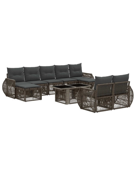 Set Divano da Giardino 10 pz Grigio e Grigio Scuro polyrattan