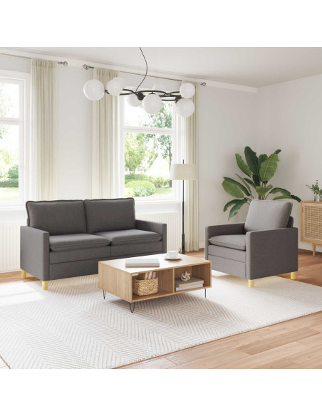 Set di divani 2 pz Grigio Scuro Tessuto