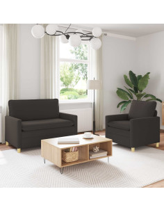 Set di divani 2 pz Grigio Scuro Tessuto