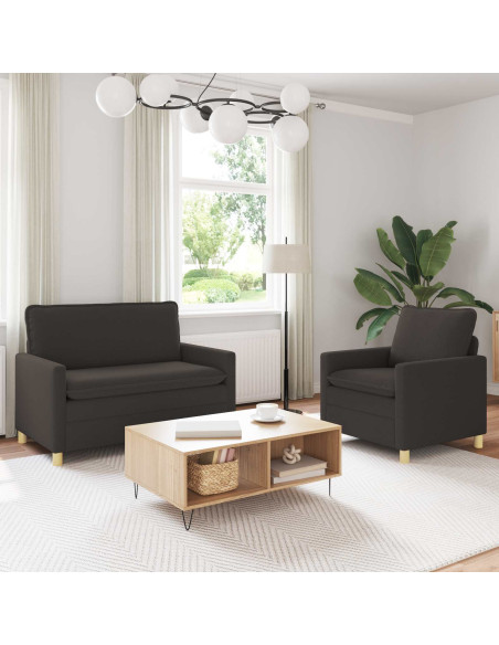 Set di divani 2 pz Grigio Scuro Tessuto
