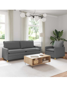 Set di divani 2 pz Grigio Scuro Tessuto