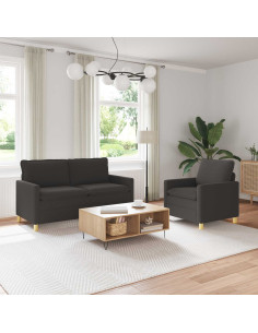 Set di divani 2 pz Grigio Scuro Tessuto