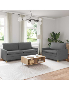 Set di divani 2 pz Grigio Scuro Tessuto