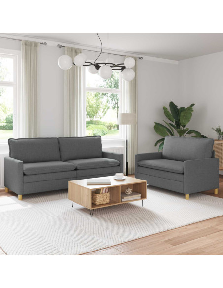 Set di divani 2 pz Grigio Scuro Tessuto