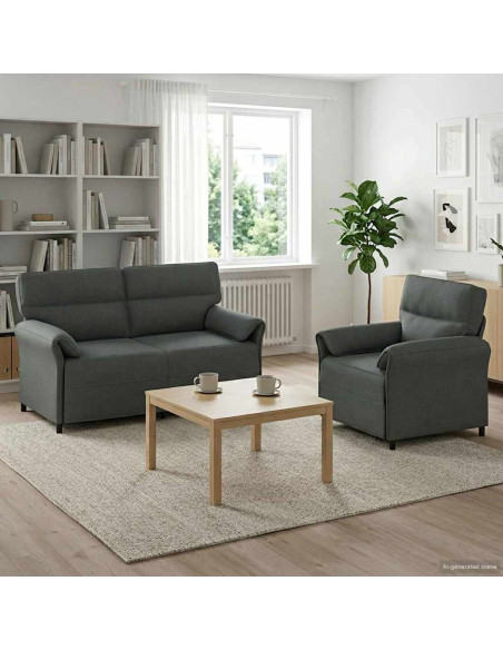 Set di divani 2 pz Grigio Scuro Tessuto