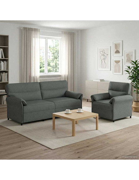 Set di divani 2 pz Grigio Scuro Tessuto