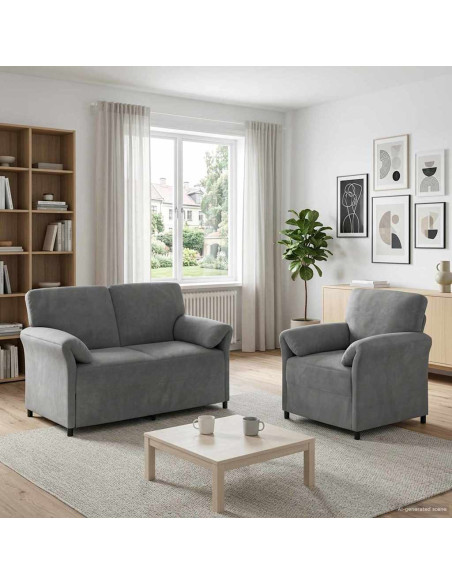Set di divani 2 pz Grigio Scuro Velluto