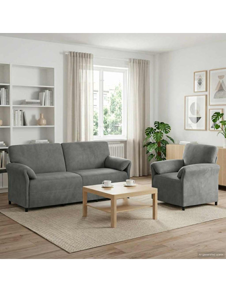 Set di divani 2 pz Grigio Scuro Velluto