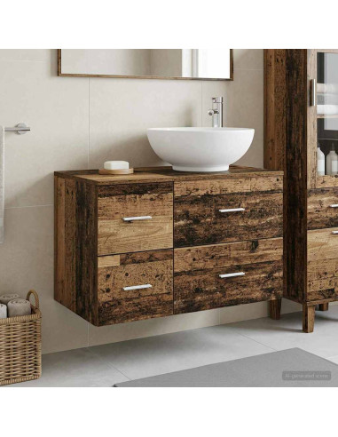 Set di mobili per il bagno 2 pz Legno antico