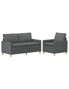 Set di divani 2 pz Grigio Scuro Tessuto 2