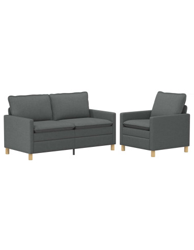 Set di divani 2 pz Grigio Scuro Tessuto
